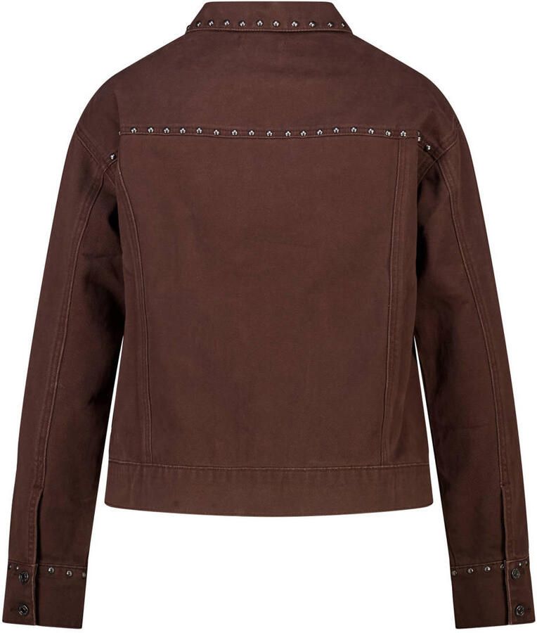 MS Mode katoenen spijkerjas met studs Plus Size bruin - Foto 2