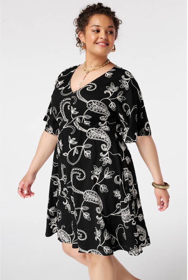 MS Mode korte jurk Plus Size zwart