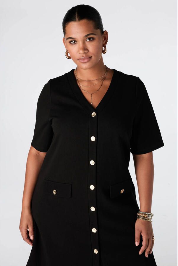 MS Mode korte jurk Plus Size zwart