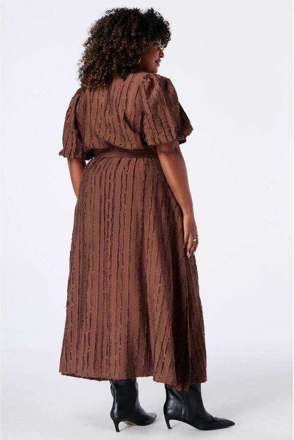 MS Mode midi blousejurk bruin - Foto 2