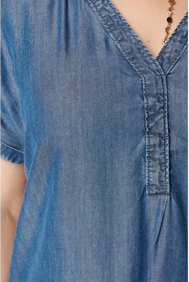 MS Mode midi blousejurk met ceintuur Plus Size mediumblauw denim - Foto 2