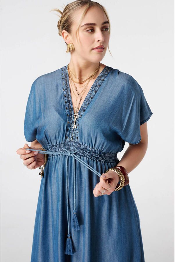 MS Mode midi jurk medium blue denim