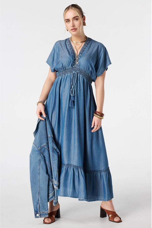 MS Mode midi jurk medium blue denim - Foto 3