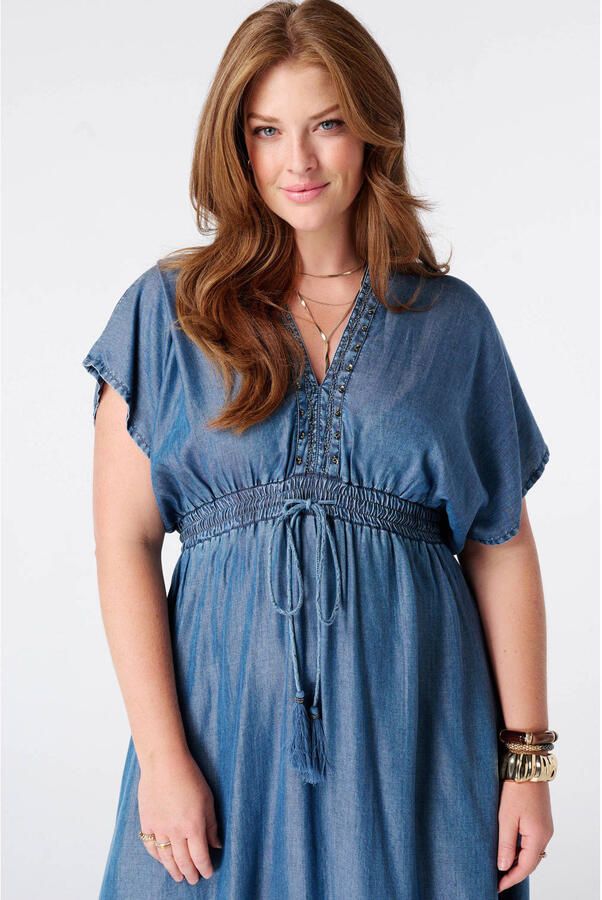 MS Mode midi jurk Plus Size blauw