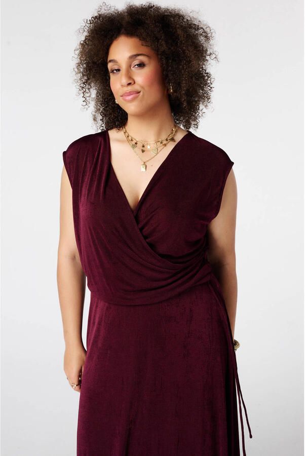 MS Mode midi jurk Plus Size donkerrood
