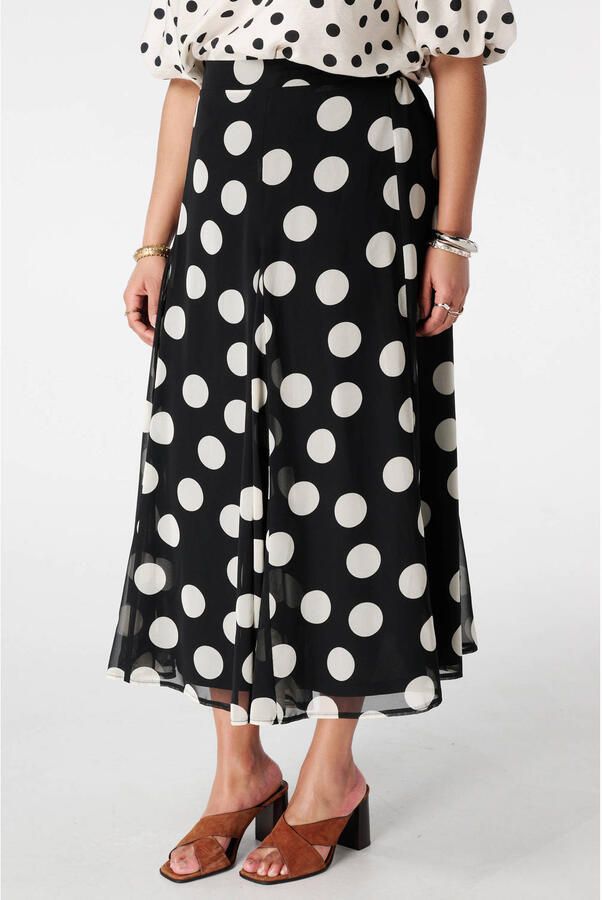 MS Mode midi rok met stippen zwart