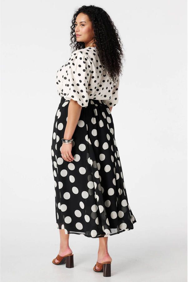 MS Mode midi rok met stippen zwart - Foto 3