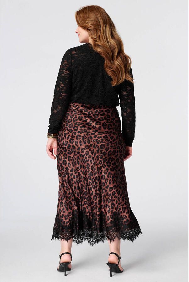 MS Mode midi rok Plus Size met panterprint bruin - Foto 2