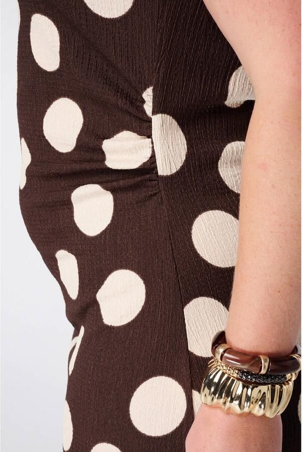 MS Mode midi zomerjurk met stippen Plus Size bruin - Foto 2