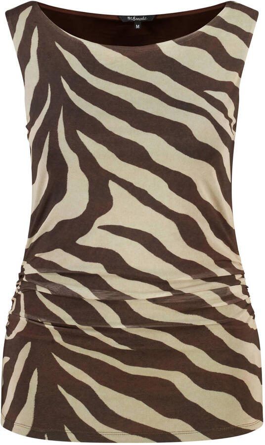 MS Mode mouwloze top met plooien en zebraprint Plus Size bruin - Foto 3