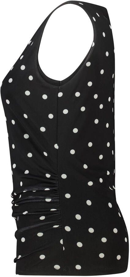 MS Mode mouwloze top Plus Size met plooien en stippen zwart - Foto 3