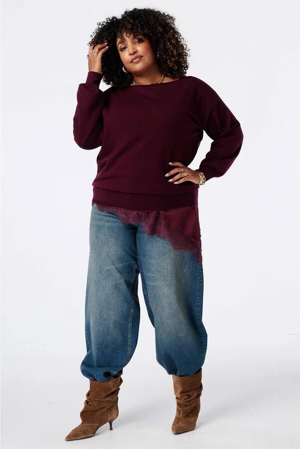 MS Mode off shoulder trui bordeaux