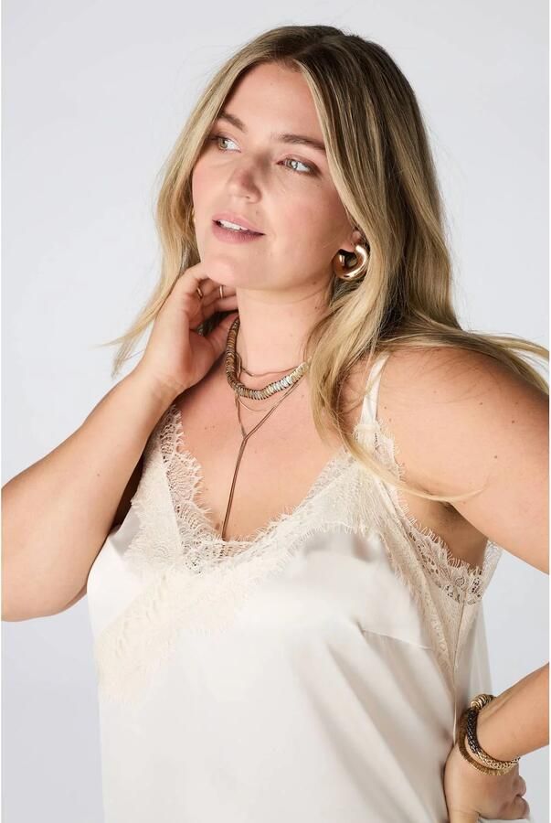 MS Mode Plus Size asymmetrische top crème - Foto 2