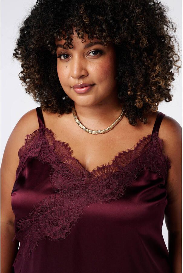 MS Mode Plus Size asymmetrische top donkerrood