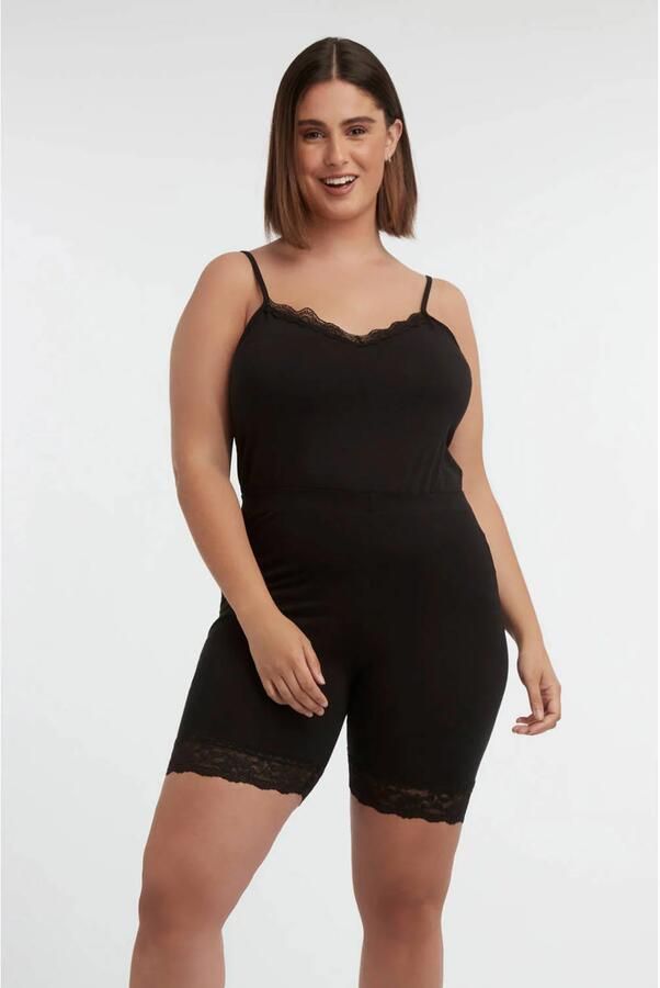 MS Mode Plus Size biker short met kant set van 2 zwart - Foto 3