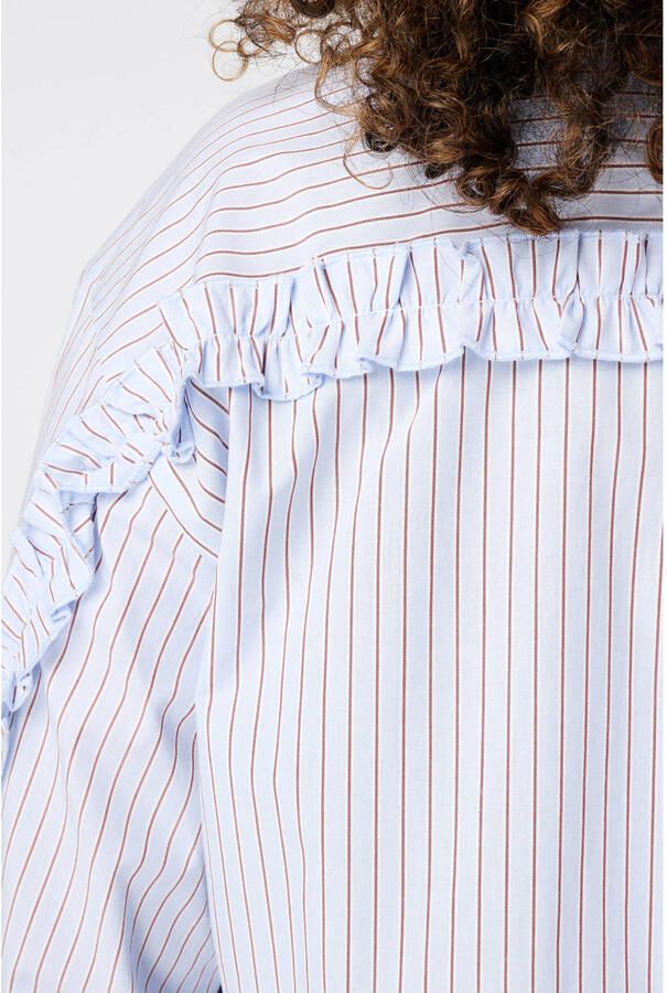MS Mode Plus Size blouse met ruches en krijtstreep blauw - Foto 2