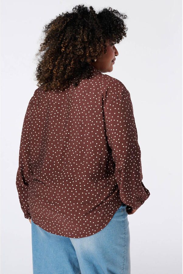 MS Mode Plus Size blouse met stippen bruin ecru - Foto 3
