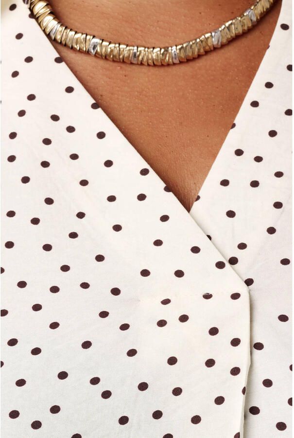 MS Mode Plus Size blouse met stippen ecru bruin - Foto 2