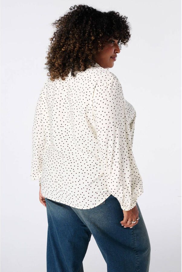 MS Mode Plus Size blouse met stippen ecru bruin - Foto 3