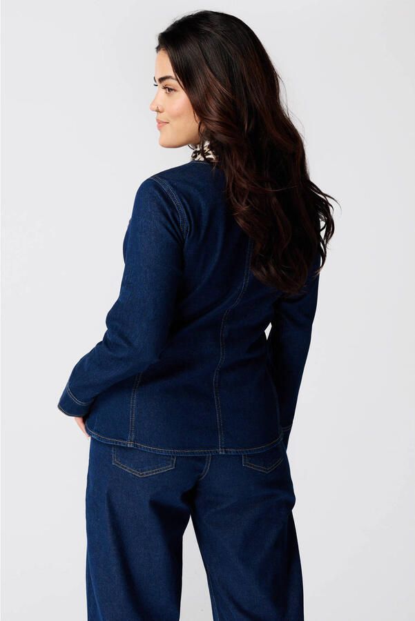 MS Mode Plus Size denim blouse donkerblauw - Foto 3