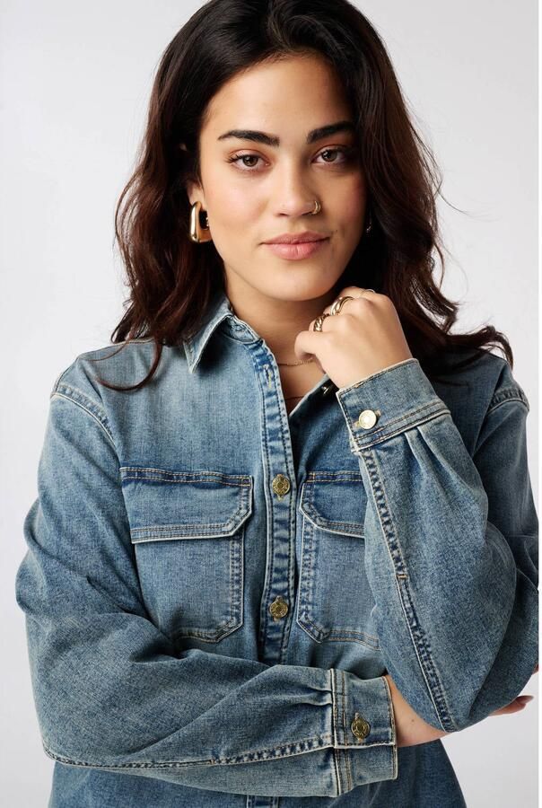 MS Mode Plus Size denim blouse mediumblauw - Foto 2