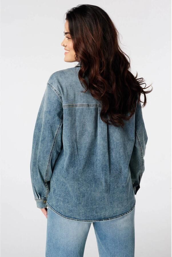 MS Mode Plus Size denim blouse mediumblauw - Foto 3