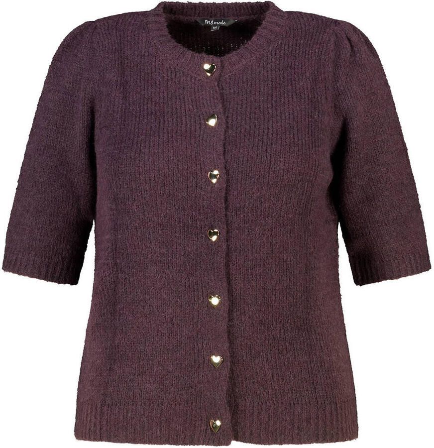 MS Mode Plus Size gebreid vest met wol aubergine