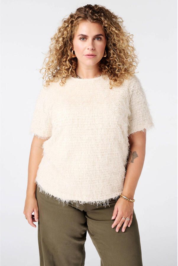 MS Mode Plus Size gebreide trui crème