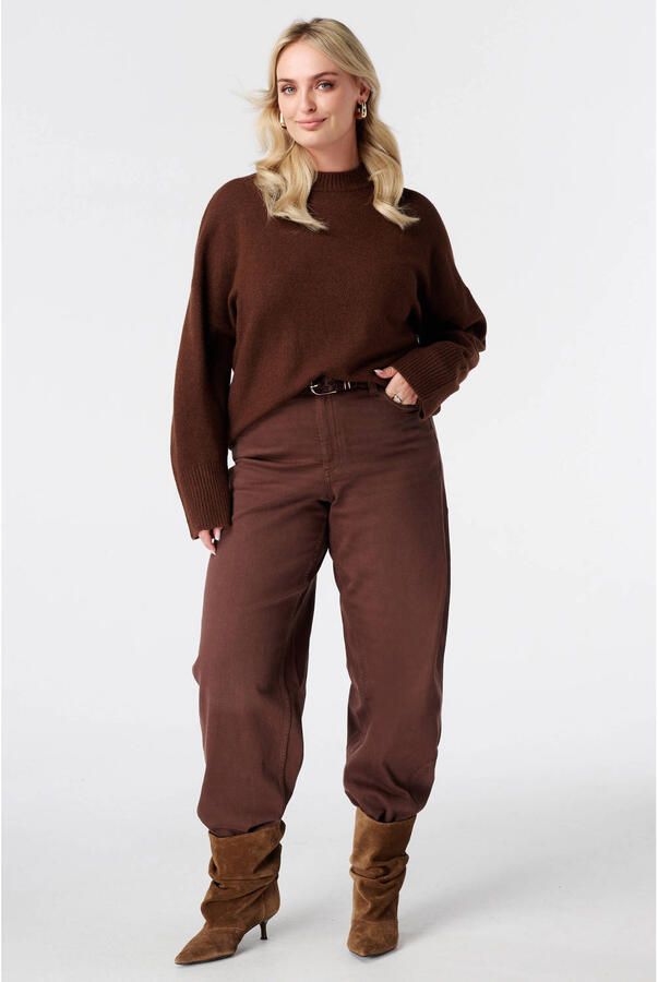 MS Mode Plus Size gebreide trui met wol bruin
