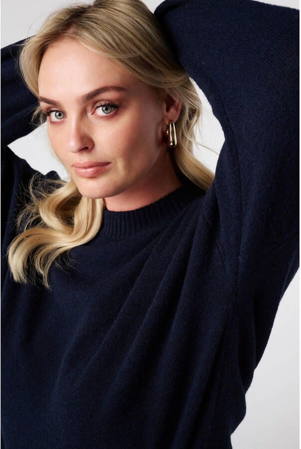 MS Mode Plus Size gebreide trui met wol donkerblauw - Foto 2
