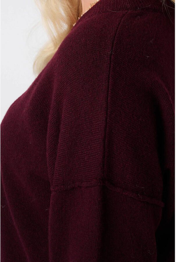 MS Mode Plus Size gebreide trui met wol donkerrood - Foto 2