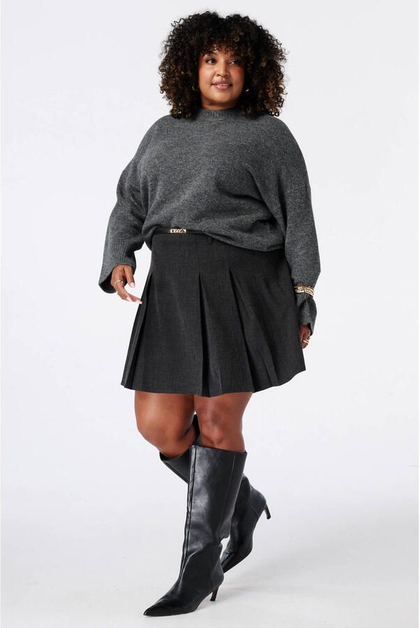 MS Mode Plus Size gebreide trui met wol grijs - Foto 3