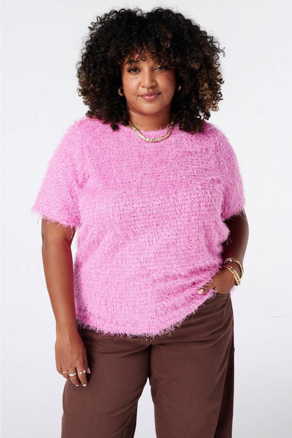 MS Mode Plus Size gebreide trui roze