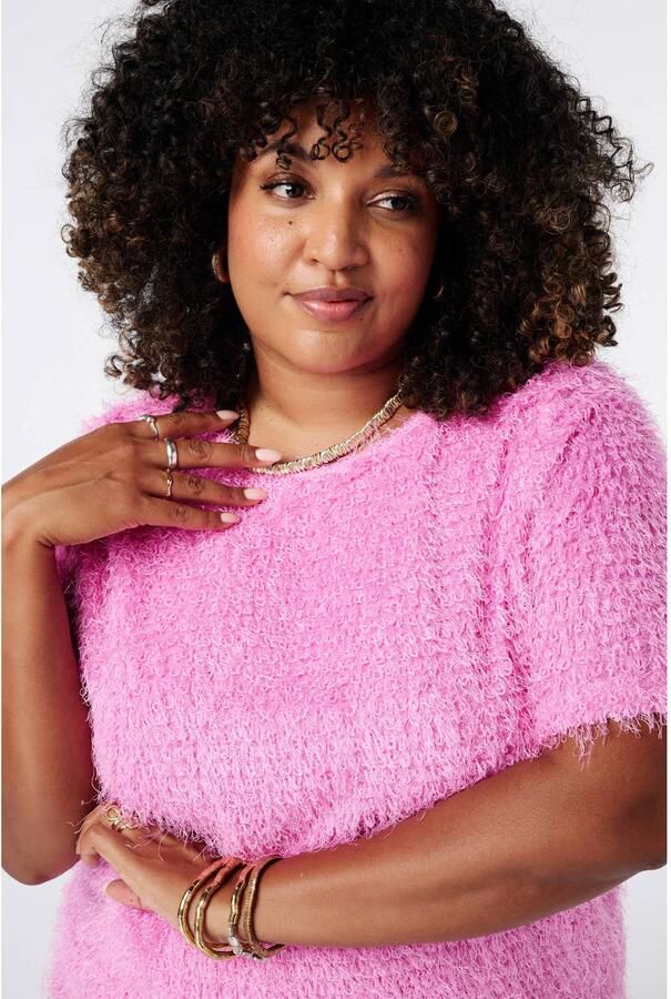 MS Mode Plus Size gebreide trui roze - Foto 2