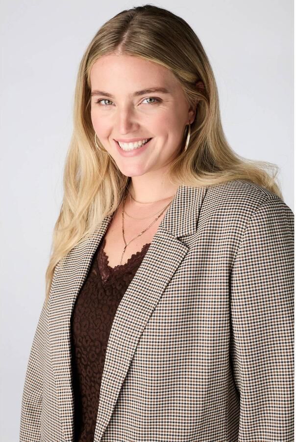 MS Mode Plus Size geruite regular blazer bruin - Foto 3