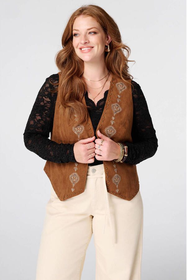 MS Mode Plus Size gilet met borduursels