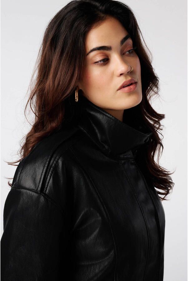 MS Mode Plus Size imitatieleren jas zwart - Foto 3