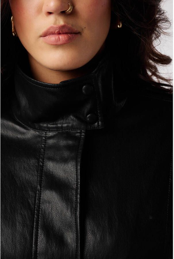 MS Mode Plus Size imitatieleren jas zwart - Foto 2