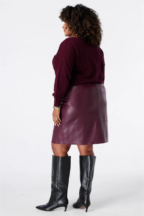 MS Mode Plus Size imitatieleren rok donkerrood - Foto 2
