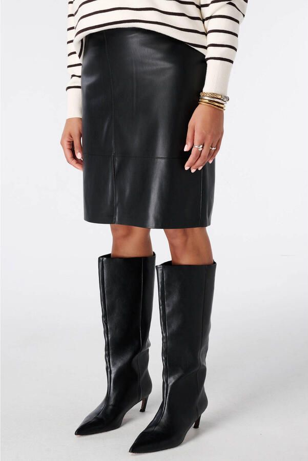 MS Mode Plus Size imitatieleren rok zwart