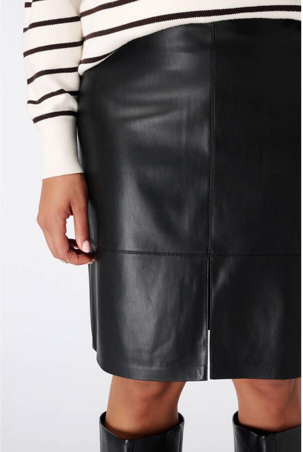 MS Mode Plus Size imitatieleren rok zwart - Foto 2