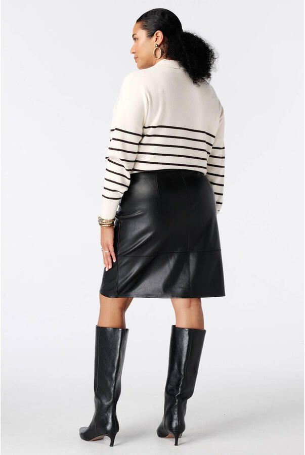 MS Mode Plus Size imitatieleren rok zwart - Foto 3