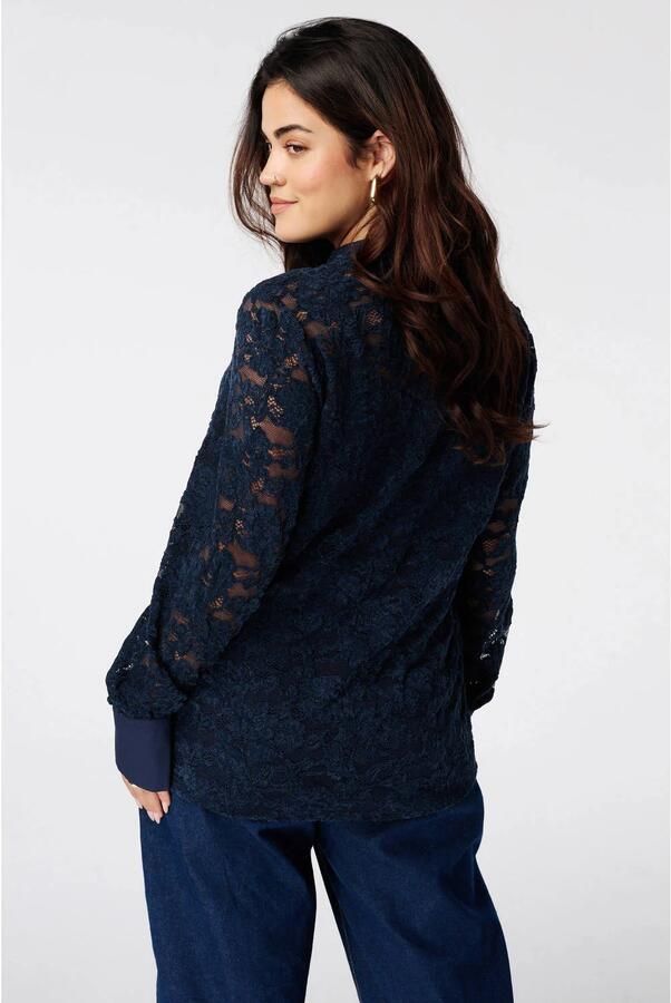 MS Mode Plus Size kanten blouse donkerblauw - Foto 2