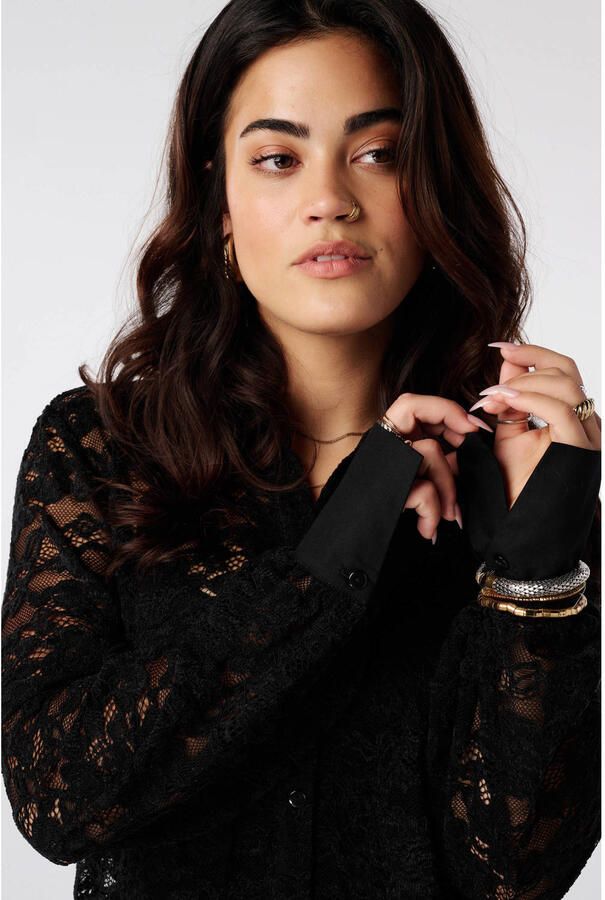 MS Mode Plus Size kanten blouse zwart - Foto 2