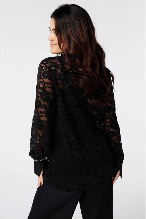 MS Mode Plus Size kanten blouse zwart - Foto 3