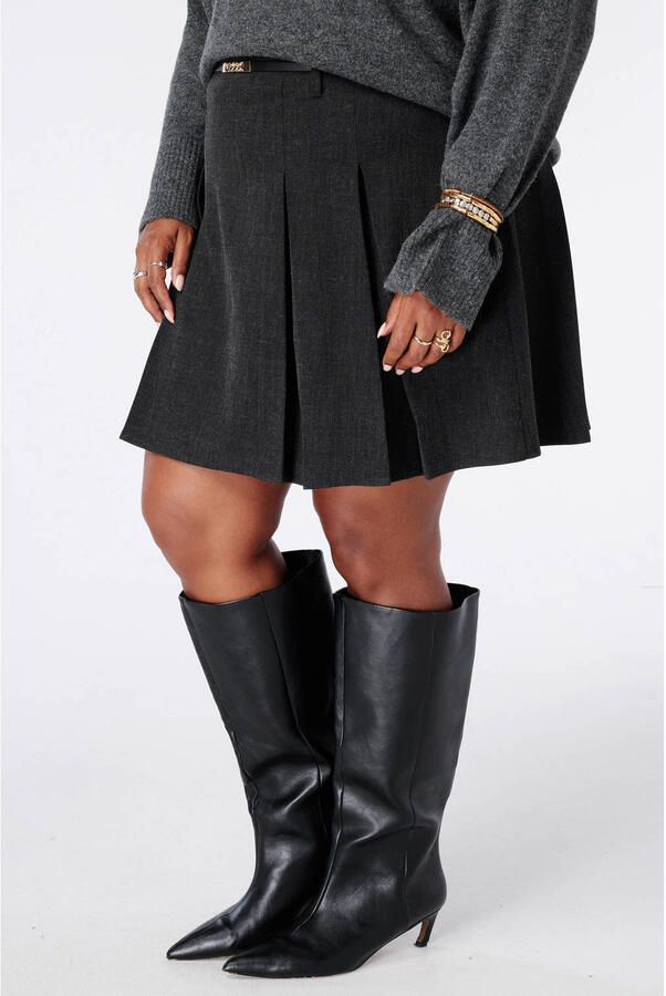 MS Mode Plus Size korte rok grijs