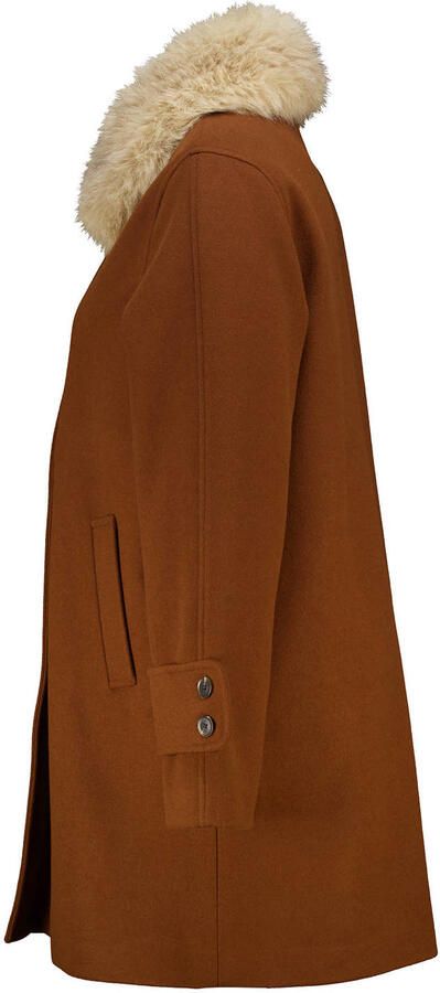 MS Mode Plus Size mantel met imitatiebontkraag camel - Foto 3