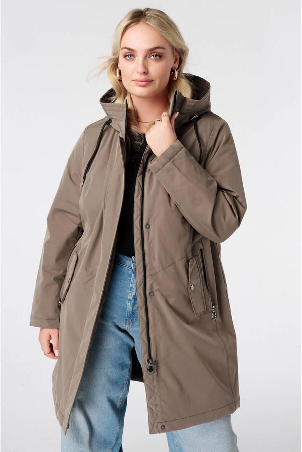 MS Mode Plus Size regenjas taupe