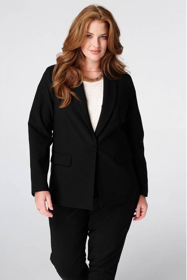 MS Mode Plus Size regular blazer zwart