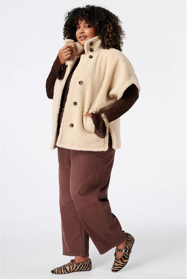 MS Mode Plus Size teddy jas ecru